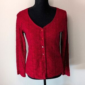 J. Jill red lace cardigan
